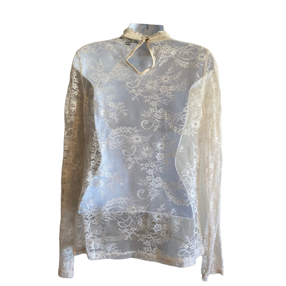 Womens Lace See Through Blouse - Picture 2 of 9